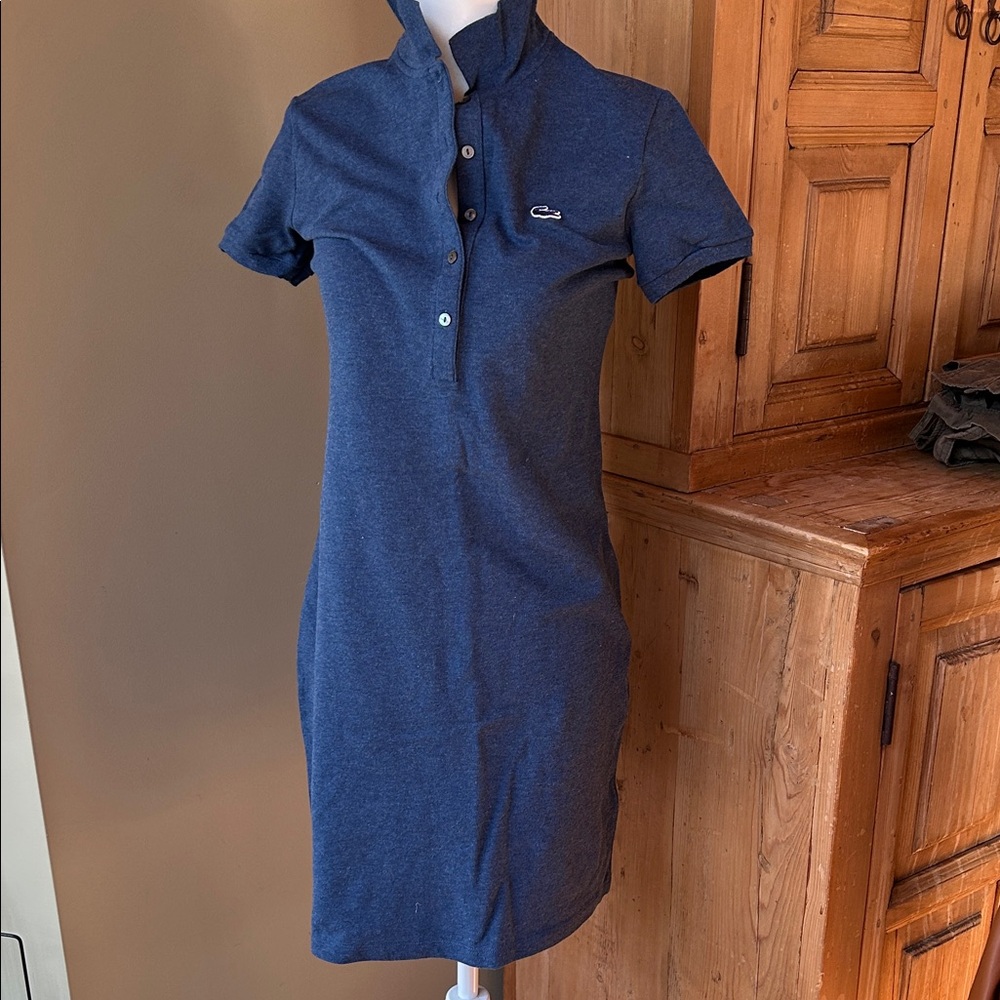 NWT Lacoste Slim Navy Short-Sleeve Polo Mini Dress -S2